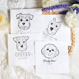 Tovaglioli personalizzati per matrimonio con animali domestici / Tovaglioli personalizzati / Cane illustrato personalizzato / Tovaglioli per animali domestici disegnati a mano / Tovaglioli di carta personalizzati / Tovaglioli per cani
