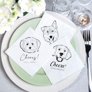 Serviettes de table personnalisées pour animal de compagnie, serviettes de table pour cocktail personnalisées pour animal de compagnie, serviettes de table de mariage personnalisées portrait d&#39;animal de compagnie, serviettes de table pour mariage de chien, serviettes de table pour cocktail personnalisées chat