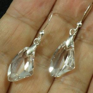 Avilagems Exclusive Swarovski Crystal Clear Galactic .925 Sterling Silver Earrings 1 1/2&quot; Small