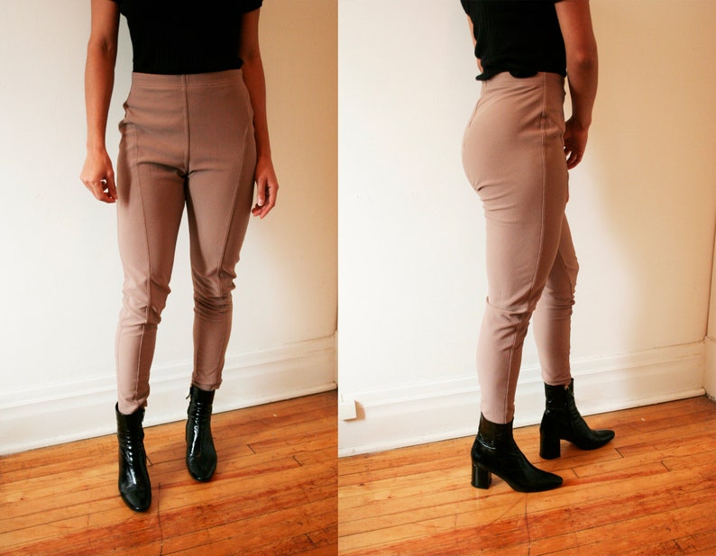 90s Beige Jodhpurs|Vintage Riding Pants|Equestrian Pants|Beige Leggings|Skinny Trousers|High Waisted Trousers|Riding Breeches|Stretch Pants