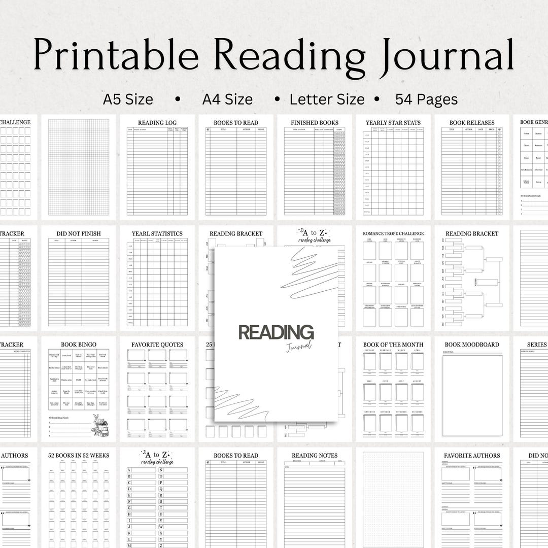 Printable Reading Journal: Book Tracker & Planner, Reading Log (A4, A5 ...