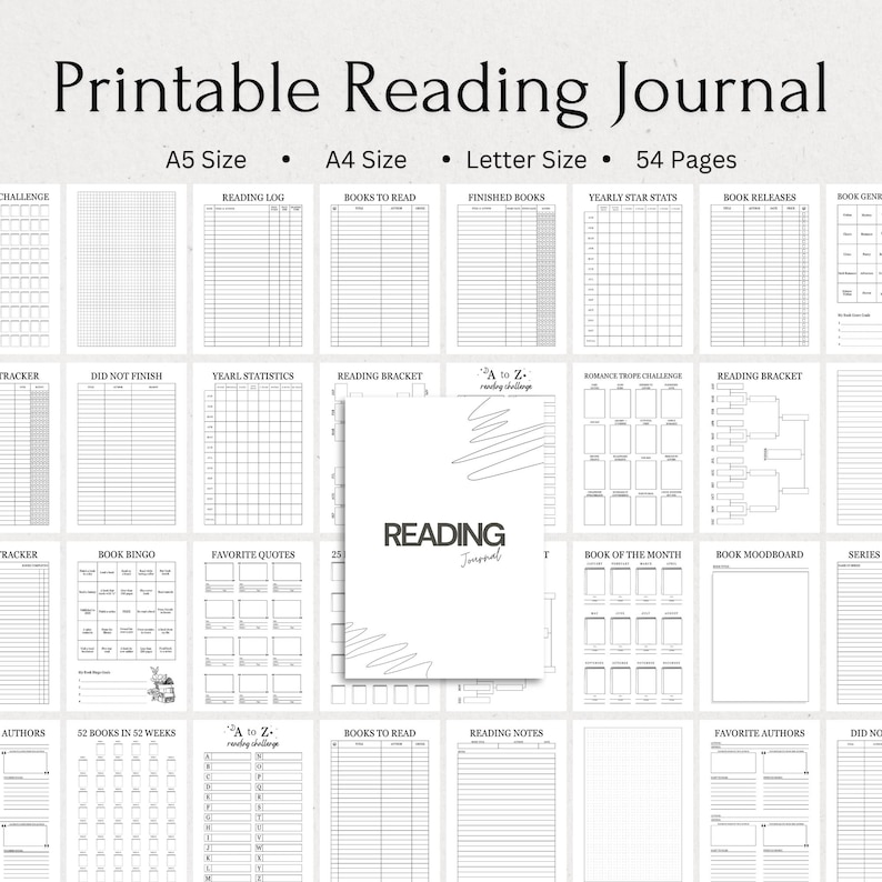 Printable Reading Journal: Book Tracker & Planner, Reading Log (A4, A5 ...