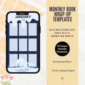 Monthly Reading Wrap-Up Templates | Instagram Story Book Tracker |  Bookstagram Story Templates | Digital Download | Book Tracker | IG