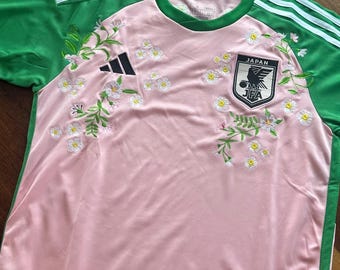 Custom Embroidered Japan x Nigo 2022 Special Edition Football Jersey - Cherry Blossom Sakuramochi Kit - Adidas x Human Made Soccer Shirt