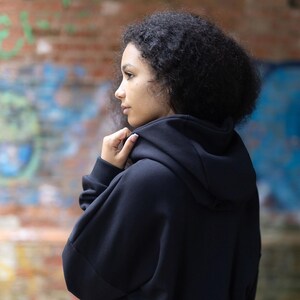 Eco-Friendly Blackout Short Hoodie | Sustainable Handmade Athleisure for Conscious Fashion Lovers