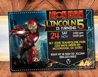 Invitación de cumpleaños de superhéroe de hierro, fiesta de superhéroes (imprimible)