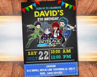 Beyblade-Geburtstags-Einladung, Kreiselspielzeug-Party (Printable)