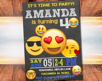 Personalized Emoji Birthday Invitation, Printable Party Invite (JPG File)
