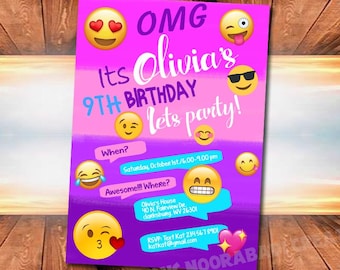 Emoji Birthday Invitation , Emoji Party Invitation , Emoji Invitation , Emoji Printable , Emoji Invitation Template