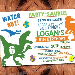 Dinosaur Birthday Invitation , Dinosaur Party Invitation , Dinosaur Invitation , Dinosaur Printable , Dinosaur Invitation Template