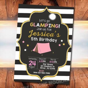 Glamping Birthday Invitation , Glamping Party Invitation , Glamping Invitation , Glamping Printable , Glamping Invitation Template