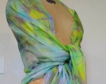 Pastel Rainbow Habotai Silk Shawl