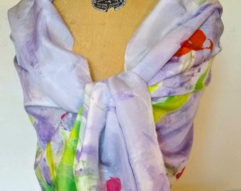 Fingerpainted silk shawl