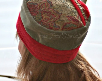 Hat Pillbox Hat Needlepoint floral - Soft Hat