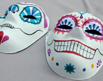 Two (2) Masks DIA de LOS MUERTOS / Day of the Dead - pair(2)  (Dia de los muertos Masks)