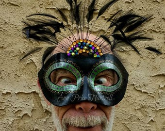 Black feather half Mask