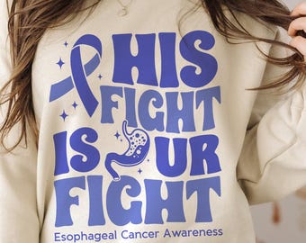 Camiseta de "Su lucha es nuestra lucha", camiseta de cáncer de esófago, camiseta de cáncer de estómago, camiseta de concientización sobre el cáncer, cinta vincapervinca, camiseta de apoyo contra el cáncer