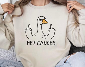 Hey Cancer F Cancer Sweatshirt, cancer goose shirt, Women's Cancer Warrior shirt, Funny Cancer Patient Gift, Cancer Survivor Gift