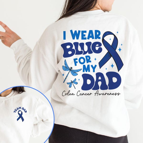 Colon Cancer Awareness Shirt: I Wear Blue Ribbon, Cancer Warrior