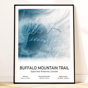Arte de parede para trilhas, pôster do mapa da montanha Silverthorne Buffalo, impressão topográfica da trilha do Colorado, lembrança de caminhada, presente para amantes da natureza, decoração.