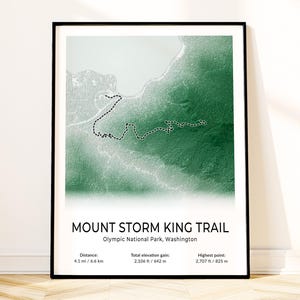 Póster del mapa del Monte Olímpico Storm King, arte mural del Parque Nacional, impresión topográfica, recuerdo de Washington, regalo para amantes del senderismo, decoración paisajística para el hogar.
