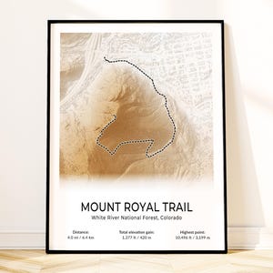 Póster del mapa de Frisco Mount Royal, arte mural de Colorado, impresión de senderos topográficos, recuerdo de senderismo, regalo para amantes de la naturaleza, decoración de paisajes de montaña