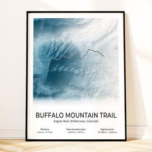Póster del mapa de la montaña Silverthorne Buffalo, arte mural de Colorado, impresión de senderos topográficos, recuerdo de senderismo, regalo para amantes de la naturaleza, decoración paisajística