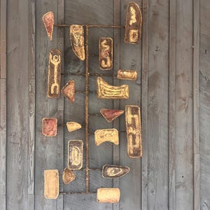 Vintage handmade brutalist wall sculpture-copper and brass-39x21x6