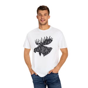 Minimalist Moose Wildlife T-shirt, Nature Tee, Wildlife Shirt, Unisex Garment-Dyed Tshirt, Moose Lover Gift