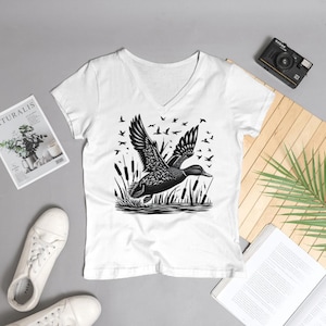 Minimalist Duck Mallard T-shirt, Nature Lover Tee, Hunting Wildlife Shirt, Unisex Garment-Dyed Top