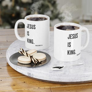 Tasse Jésus est roi, tasse à café religieuse, tasse à thé chrétienne, verres inspirants, cadeau fidèle, décoration d'intérieur religieuse, café chrétien