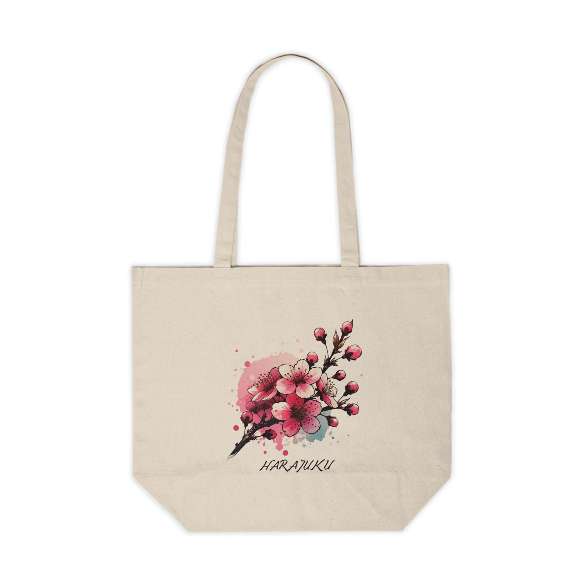 Harajuku Cherry Blossom Canvas Tote Bag: Japanese Floral Harajuku Cherry Blossom Canvas Tote Bag: Japanese Floral