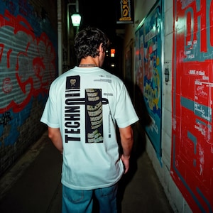Techno Festival T-shirt | Back & Front Print | Cotton | Rave | White | Music Festival | Graphic Tee | Concert Outfit | Streetwear | DJ |