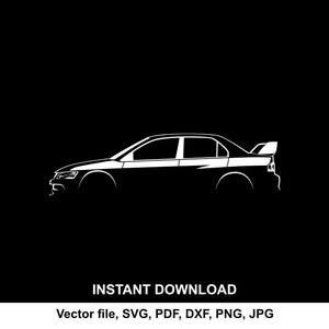 Sylwetka samochodu Lancer Evo IX: Naklejka Cricut SVG PNG (pobieranie cyfrowe)
