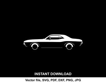 Challenger 1970 Car Silhouette Vector SVG, Clipart Vector for cutting (Digital Download)