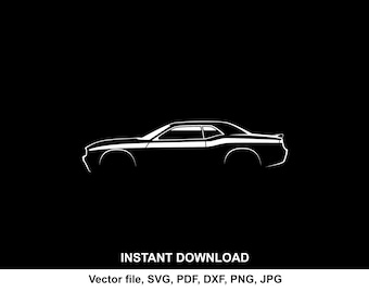 Challenger SRT8 2008 Car Silhouette: Vector Cut File for cricut, print, cameo(Digital Download)