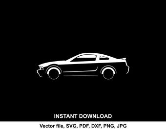 Mustang 2005 Car Silhouette Vector SVG, Clipart Vector for cutting (Digital Download)