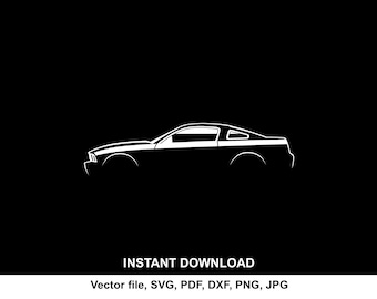 Mustang 2005 Silhouette: car svg file for Cricut, cameo, Print (Digital Download)