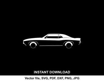 1969 Camaro SS SVG Silhouette, Cut File, Laser Cut, Muscle Car Line Art