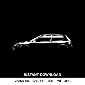 Silueta de coche Civic EG6: archivo SVG de coche para Cricut, Cameo e impresión (descarga digital)