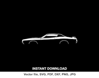 Charger 1971 Car Silhouette Vector file SVG for cricut, cameo, cutting, print (Digital Download)