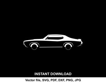 Pontiac GTO 1969 SVG, Silhouette, Car Vector, File for Cricut & Laser Cutting
