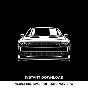 チャレンジャー 2020 SRT シルエット：カッティングファイル SVG PNG（デジタルダウンロード）