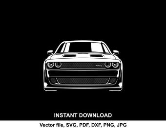 Challenger 2020 SRT Silhouette: Schneidedatei SVG PNG (Digitaler Download)