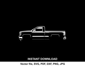 Silverado 2014 Car Silhouette Vector file SVG for cricut, cameo, cutting, print (Digital Download)