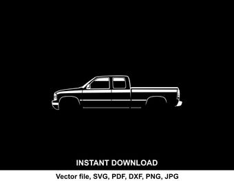 Silverado 1999 Car Silhouette Vector file SVG for cricut, cameo, cutting, print (Digital Download)
