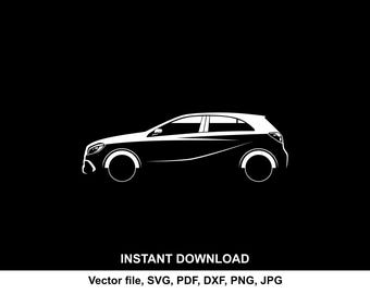 AMG A35/A45 Hatchback Car Silhouette: Vector SVG, Cricut, Clipart (Digital Download)