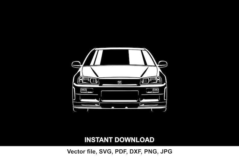 GTR R34 Car Silhouette: SVG PNG Clipart (digital Download) - Etsy Australia