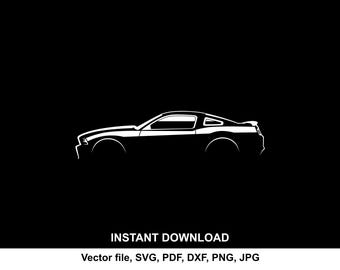 mustang 2014 Auto Silhouette: Auto svg datei für Cricut, Cameo, Druck (Digitaler Download)
