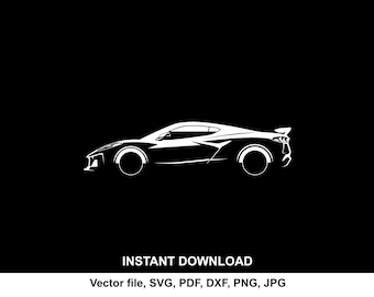 Corvette C8 SVG, Silhouette, Car Vector, File for Cricut & Laser Cutting